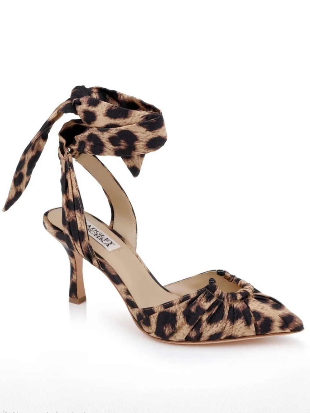 Badgley Mischka Vania Leopard Print Ankle Tie Pumps - Size 9 NIB